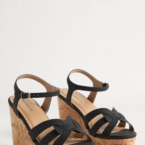 Torrid Black Strappy Wedge Sandals